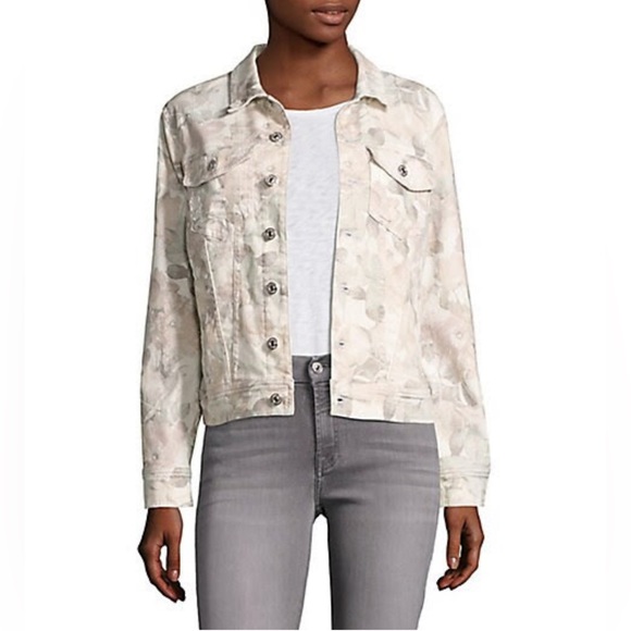 7 For All Mankind Sydney Garden Floral Printed Denim Jacket - Picture 1 of 8